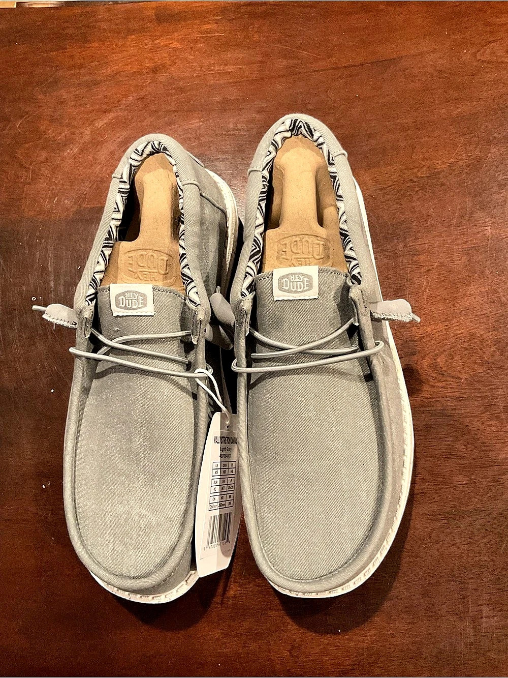 Hey Dude Wally Stretch Canvas Sneakers US 8 Gray & White